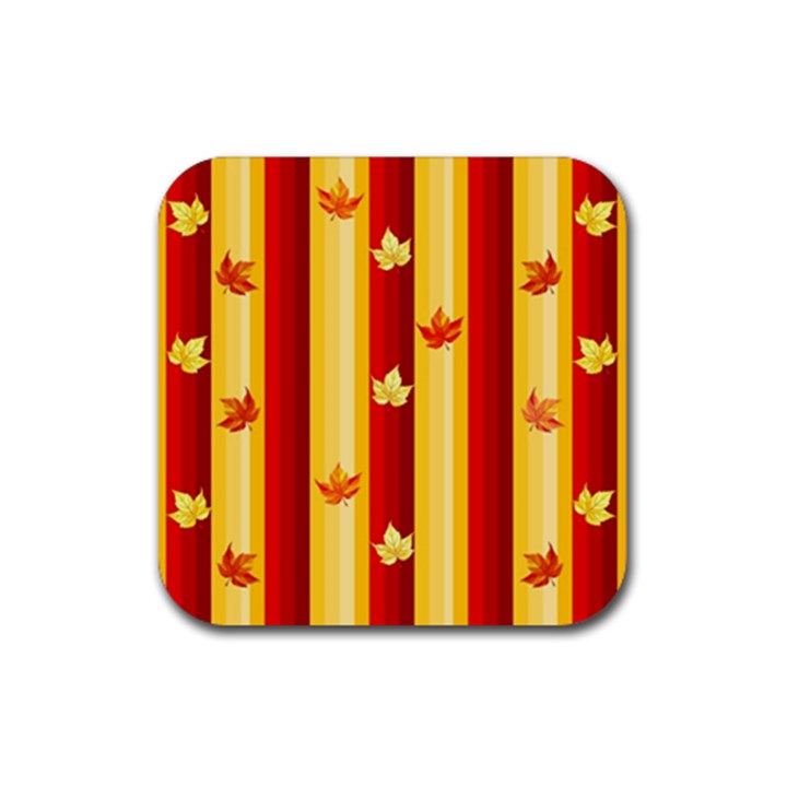 Autumn Fall Leaves Vertical Rubber Coaster (Square) 