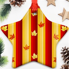 Autumn Fall Leaves Vertical Star Ornament (two Sides) by Celenk