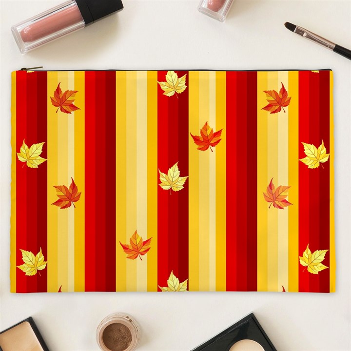 Autumn Fall Leaves Vertical Cosmetic Bag (XXL) 