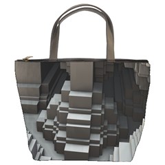 Fractal Render Cube Cubic Shape Bucket Bags by Celenk