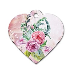 Flowers And Leaves In Soft Purple Colors Dog Tag Heart (two Sides) by FantasyWorld7