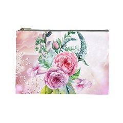 Flowers And Leaves In Soft Purple Colors Cosmetic Bag (large)  by FantasyWorld7