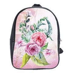 Flowers And Leaves In Soft Purple Colors School Bag (large) by FantasyWorld7