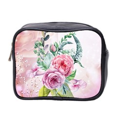 Flowers And Leaves In Soft Purple Colors Mini Toiletries Bag 2-side by FantasyWorld7