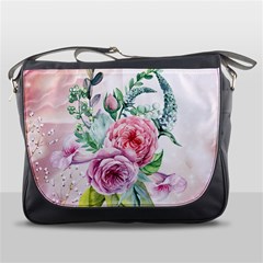 Flowers And Leaves In Soft Purple Colors Messenger Bags by FantasyWorld7