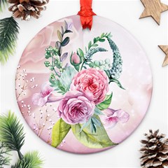 Flowers And Leaves In Soft Purple Colors Ornament (round) by FantasyWorld7