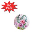 Flowers And Leaves In Soft Purple Colors 1  Mini Magnets (100 pack)  Front