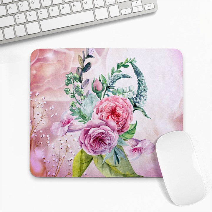 Flowers And Leaves In Soft Purple Colors Large Mousepads