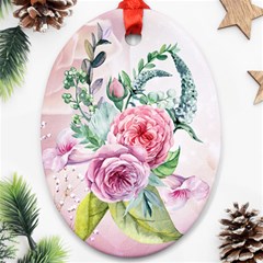 Flowers And Leaves In Soft Purple Colors Oval Ornament (two Sides) by FantasyWorld7