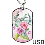 Flowers And Leaves In Soft Purple Colors Dog Tag USB Flash (One Side) Front