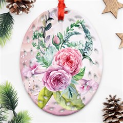 Flowers And Leaves In Soft Purple Colors Ornament (oval Filigree) by FantasyWorld7