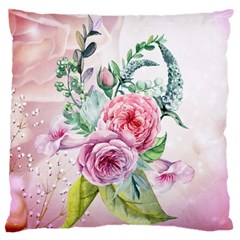 Flowers And Leaves In Soft Purple Colors Large Cushion Case (two Sides) by FantasyWorld7