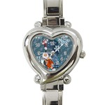 Funny Santa Claus With Snowman Heart Italian Charm Watch Front