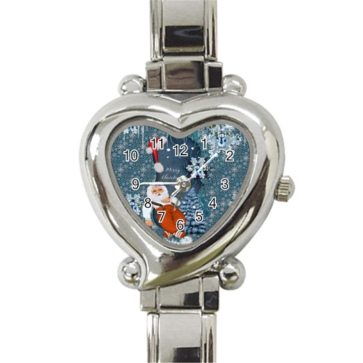 Funny Santa Claus With Snowman Heart Italian Charm Watch