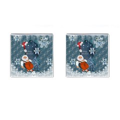 Funny Santa Claus With Snowman Cufflinks (square) by FantasyWorld7