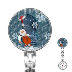 Funny Santa Claus With Snowman Stainless Steel Nurses Watch by FantasyWorld7