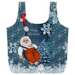 Funny Santa Claus With Snowman Full Print Recycle Bags (l)  by FantasyWorld7