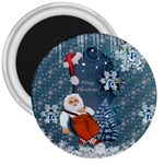 Funny Santa Claus With Snowman 3  Magnets Front