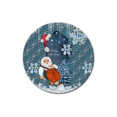 Funny Santa Claus With Snowman Magnet 3  (round) by FantasyWorld7