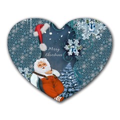 Funny Santa Claus With Snowman Heart Mousepads by FantasyWorld7