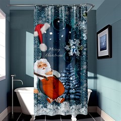 Funny Santa Claus With Snowman Shower Curtain 36  X 72  (stall)  by FantasyWorld7