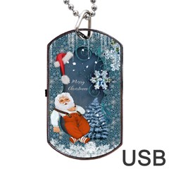 Funny Santa Claus With Snowman Dog Tag Usb Flash (two Sides) by FantasyWorld7