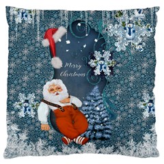 Funny Santa Claus With Snowman Large Cushion Case (two Sides) by FantasyWorld7