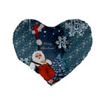 Funny Santa Claus With Snowman Standard 16  Premium Heart Shape Cushions Back