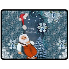 Funny Santa Claus With Snowman Double Sided Fleece Blanket (large)  by FantasyWorld7