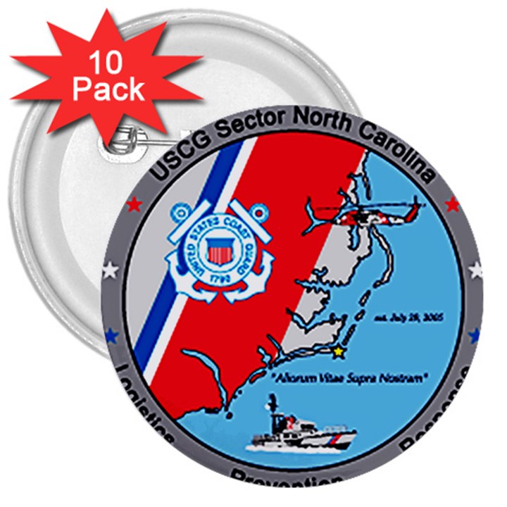 Coast Guard Sector North Carolina  3  Buttons (10 pack) 