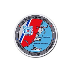 Coast Guard Sector North Carolina  Rubber Coaster (round)  by Bigfootshirtshop