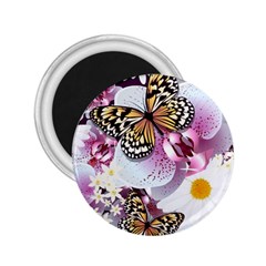 Butterflies With White And Purple Flowers  2 25  Magnets by Bigfootshirtshop