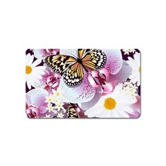 Butterflies With White And Purple Flowers  Magnet (name Card) by Bigfootshirtshop