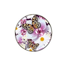 Butterflies With White And Purple Flowers  Hat Clip Ball Marker (4 Pack) by Bigfootshirtshop