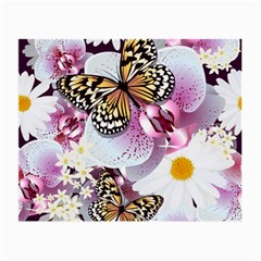 Butterflies With White And Purple Flowers  Small Glasses Cloth by Bigfootshirtshop