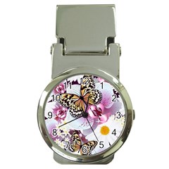 Butterflies With White And Purple Flowers  Money Clip Watches by Bigfootshirtshop