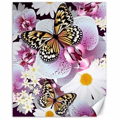 Butterflies With White And Purple Flowers  Canvas 16  X 20  