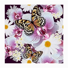 Butterflies With White And Purple Flowers  Medium Glasses Cloth