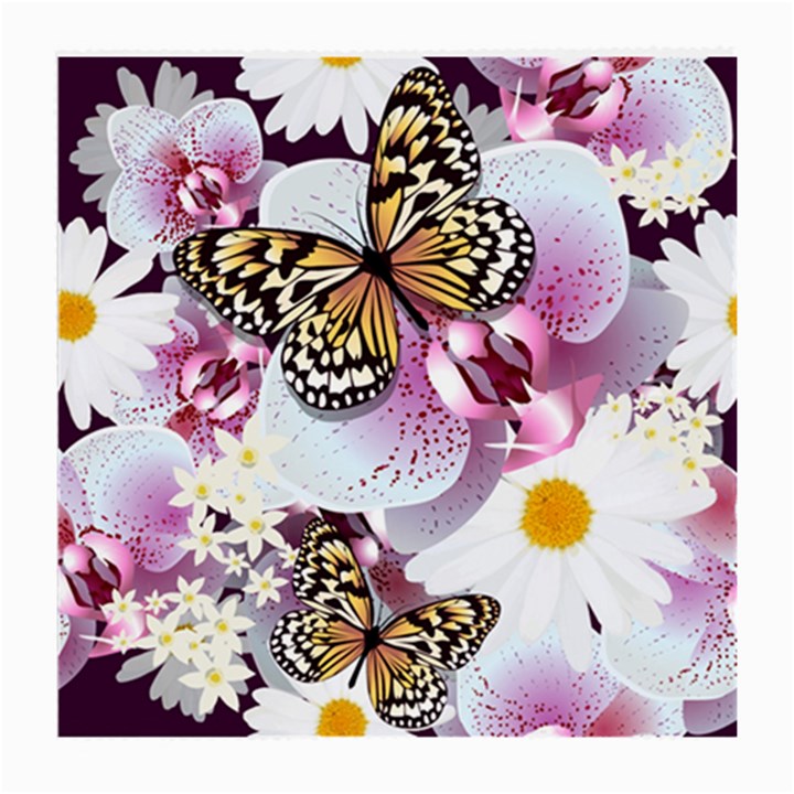 Butterflies With White And Purple Flowers  Medium Glasses Cloth (2-Side)