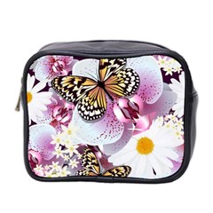 Butterflies With White And Purple Flowers  Mini Toiletries Bag 2-side by Bigfootshirtshop