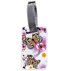 Butterflies With White And Purple Flowers  Luggage Tags (one Side)  by Bigfootshirtshop