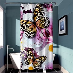 Butterflies With White And Purple Flowers  Shower Curtain 36  X 72  (stall)  by Bigfootshirtshop