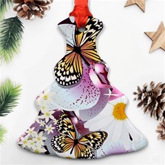 Butterflies With White And Purple Flowers  Christmas Tree Ornament (two Sides)