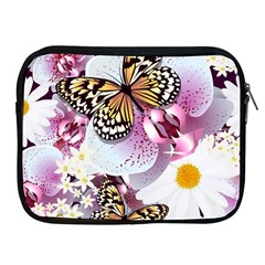 Butterflies With White And Purple Flowers  Apple Ipad 2/3/4 Zipper Cases by Bigfootshirtshop