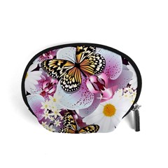 Butterflies With White And Purple Flowers  Accessory Pouches (small)  by Bigfootshirtshop