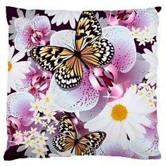 Butterflies With White And Purple Flowers  Standard Flano Cushion Case (one Side) by Bigfootshirtshop