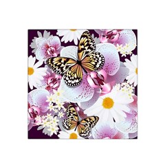 Butterflies With White And Purple Flowers  Satin Bandana Scarf by Bigfootshirtshop