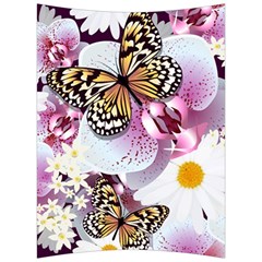 Butterflies With White And Purple Flowers  Back Support Cushion by Bigfootshirtshop