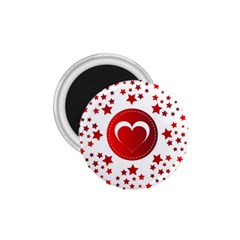 Monogram Heart Pattern Love Red 1 75  Magnets