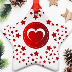 Monogram Heart Pattern Love Red Ornament (star) by Celenk